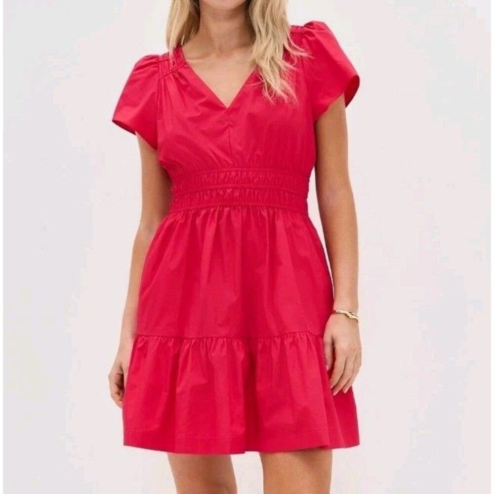 Marea Anna Short Sleeve Tiered Mini Dress Sz S Cottage Prairie Preppy Clean Girl